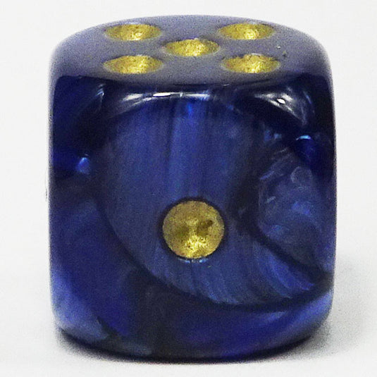 Chessex - Signature 16mm D6 W/Pips -  Scarab - Royal Blue with Gold