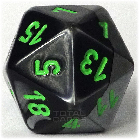 Chessex - Gemini 16mm D20 - Black-Grey w/Green