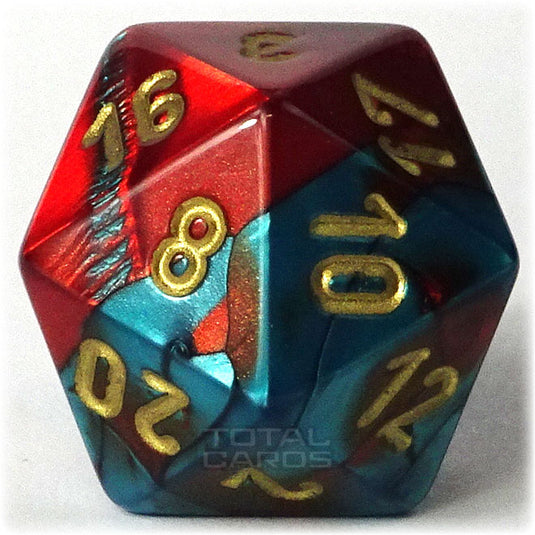 Chessex - Gemini 16mm D20 - Red-Teal w/Gold