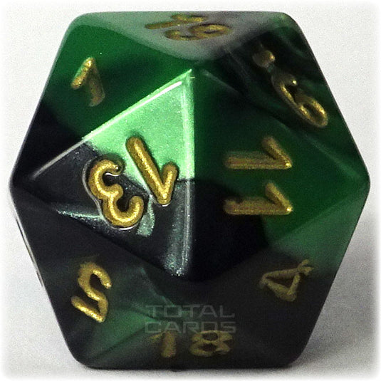 Chessex - Gemini 16mm D20 - Black-Green w/Gold