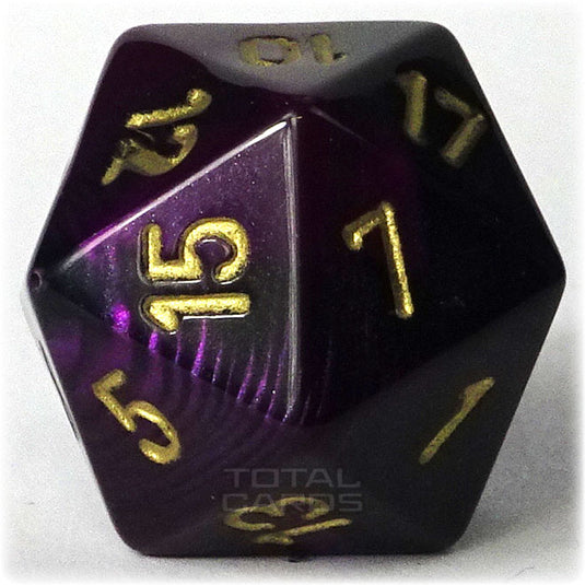 Chessex - Gemini 16mm D20 - Black-Purple w/Gold