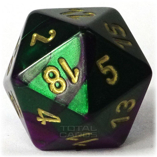 Chessex - Gemini 16mm D20 - Green-Purple w/Gold