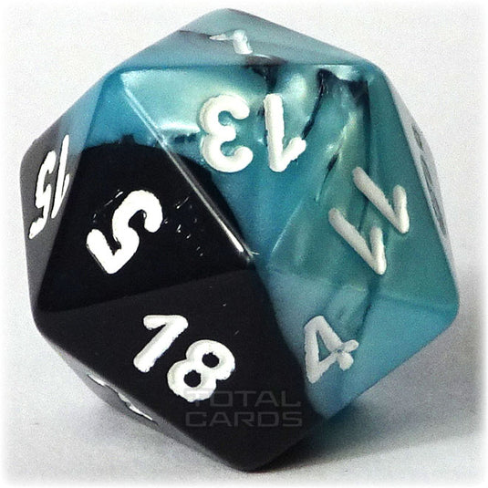 Chessex - Gemini 16mm D20 - Black-Light Blue w/White