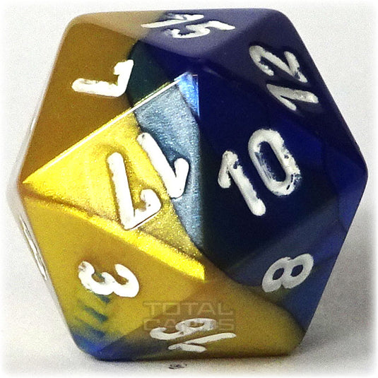 Chessex - Gemini 16mm D20 - Blue-Gold w/White