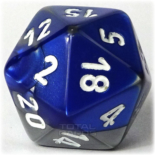 Chessex - Gemini 16mm D20 - Blue-Silver w/White