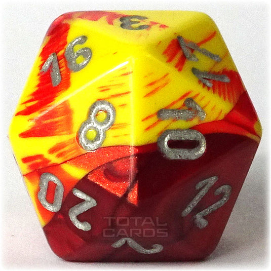 Chessex - Gemini 16mm D20 - Red-Yellow w/Silver