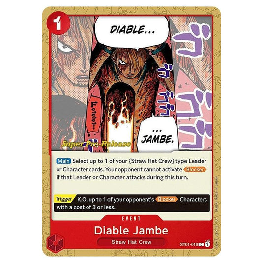 One Piece - ST-01: Starter Deck - Straw Hat Crew - Super Pre-Release - Diable Jambe - ST01-016p