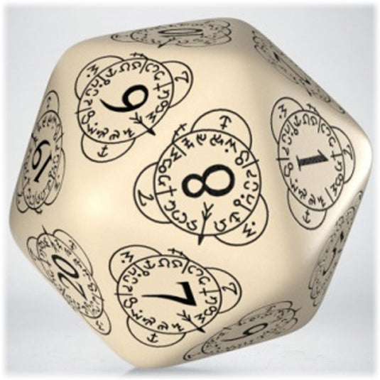 D20 Level Counter Beige & Black Die