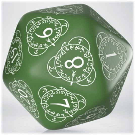 D20 Level Counter Green & White Die