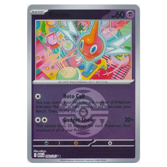 Pokemon - Mega Evolution - Ascended Heroes - Ball & Rocket Reverse Holo - Rotom - 092/217
