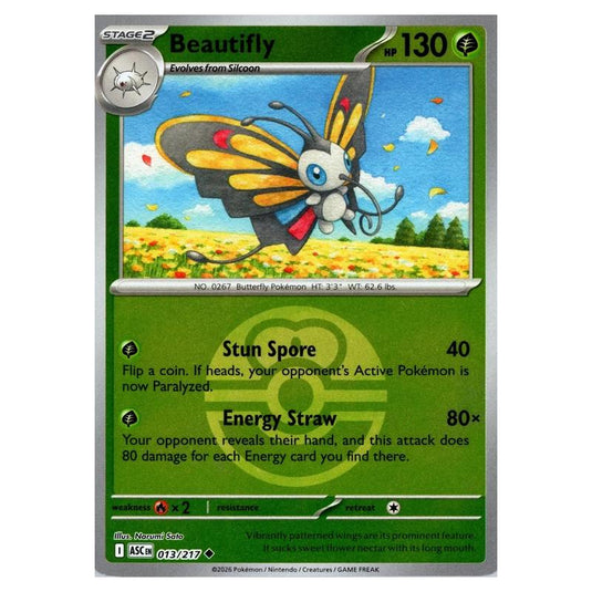 Pokemon - Mega Evolution - Ascended Heroes - Ball & Rocket Reverse Holo - Beautifly - 013/217