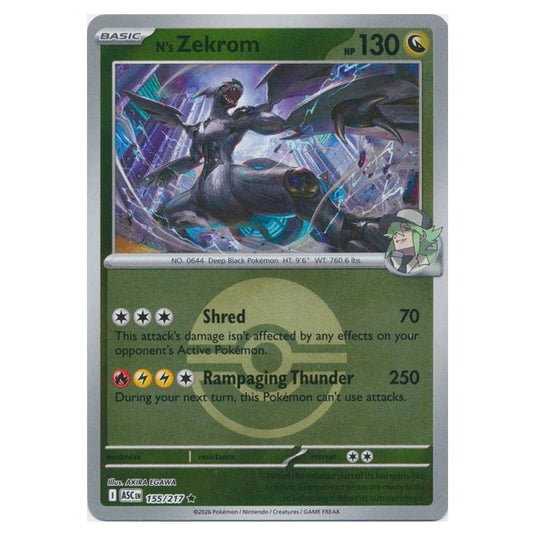 Pokemon - Mega Evolution - Ascended Heroes - Ball & Rocket Reverse Holo - N's Zekrom - 155/217
