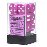 Chessex - Opaque 16mm D6 w/pips 12-Dice Blocks - Light Purple w/white