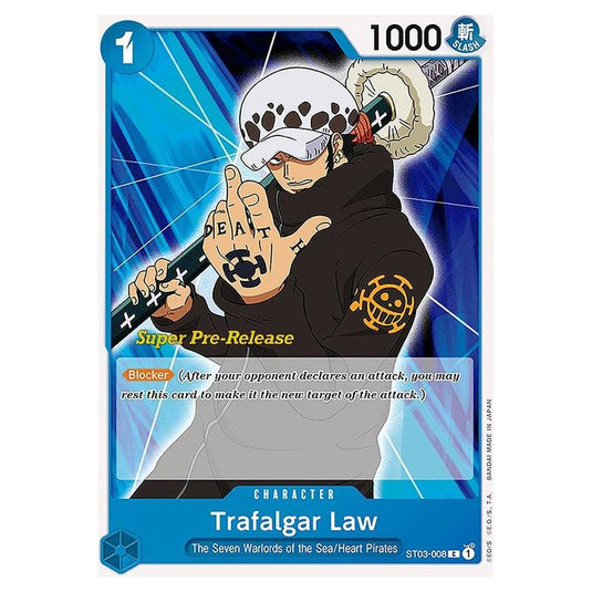 One Piece - ST-03: Starter Deck - The Seven Warlords of the Sea - Super Pre-Release - Trafalgar Law - ST03-008p