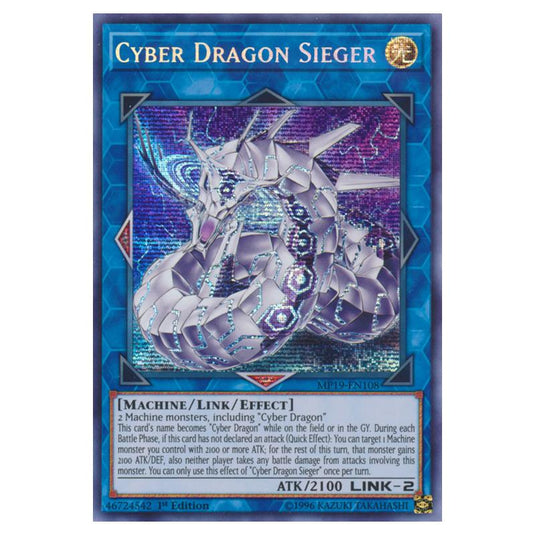 Yu-Gi-Oh! - 2019 Gold Sarcophagus Tin Mega Pack - Cyber Dragon Sieger (Prismatic Secret Rare) MP19-EN108