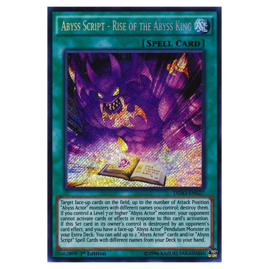 Yu-Gi-Oh! - Destiny Soldiers - Abyss Script - Rise of the Abyss King (Secret Rare) DESO-EN027