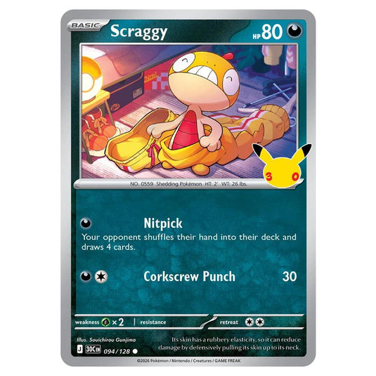 Pokemon - 30th Celebration - Scraggy - 094/128