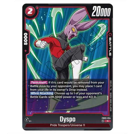 Dyspo FB03-014 card from the Dragon Ball Super Card Game Fusion World set FB03 - Raging Roar