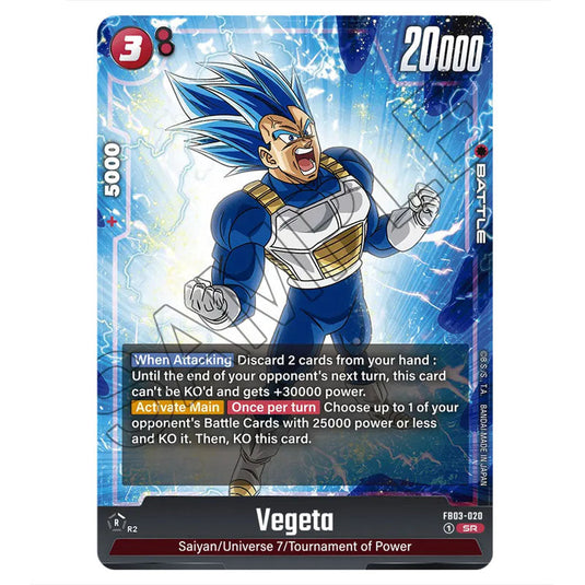 Vegeta FB03-020a card from the Dragon Ball Super Card Game Fusion World set FB03 - Raging Roar