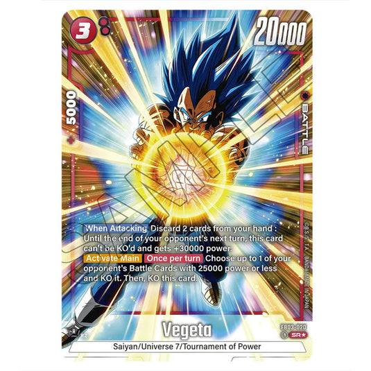 Vegeta FB03-020b card from the Dragon Ball Super Card Game Fusion World set FB03 - Raging Roar