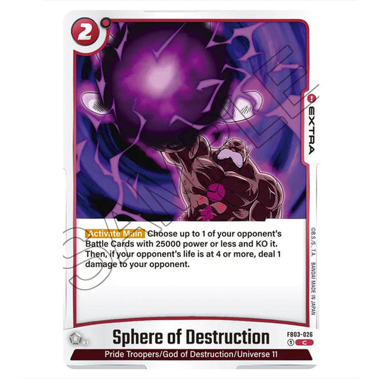 Sphere of Destruction FB03-026 card from the Dragon Ball Super Card Game Fusion World set FB03 - Raging Roar