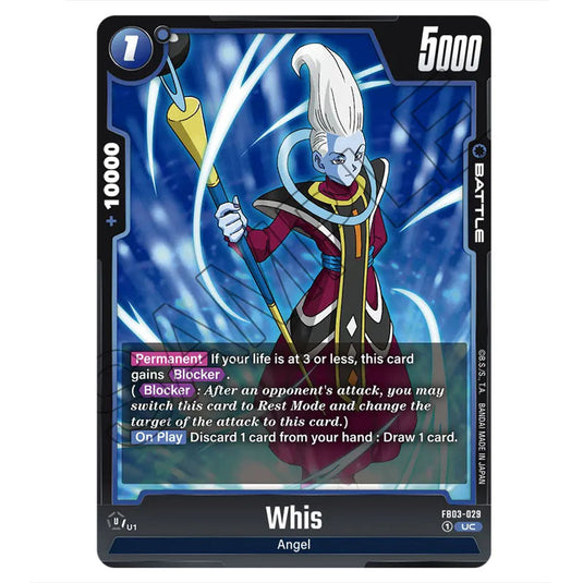 Whis FB03-029 card from the Dragon Ball Super Card Game Fusion World set FB03 - Raging Roar