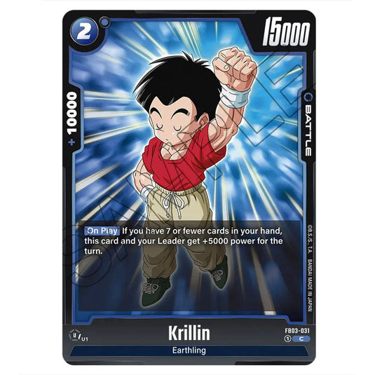 Krillin FB03-031 card from the Dragon Ball Super Card Game Fusion World set FB03 - Raging Roar