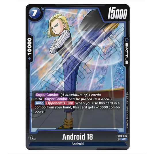 Android 18 FB03-035 card from the Dragon Ball Super Card Game Fusion World set FB03 - Raging Roar