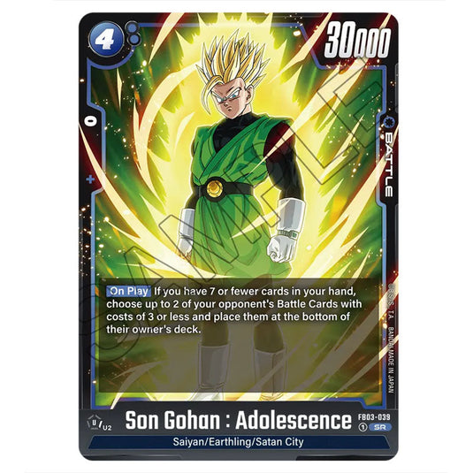 Son Gohan : Adolescence FB03-039a card from the Dragon Ball Super Card Game Fusion World set FB03 - Raging Roar