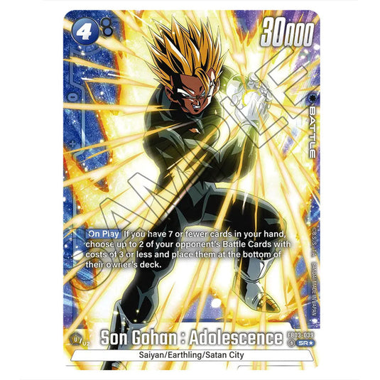 Son Gohan : Adolescence FB03-039b card from the Dragon Ball Super Card Game Fusion World set FB03 - Raging Roar