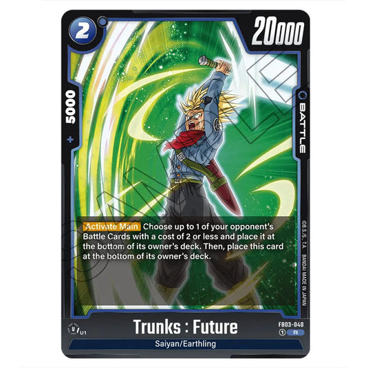 Trunks : Future FB03-040 card from the Dragon Ball Super Card Game Fusion World set FB03 - Raging Roar