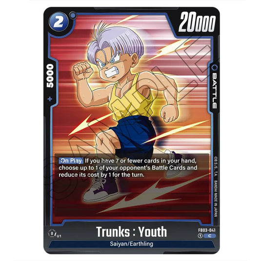 Trunks : Youth FB03-041 card from the Dragon Ball Super Card Game Fusion World set FB03 - Raging Roar