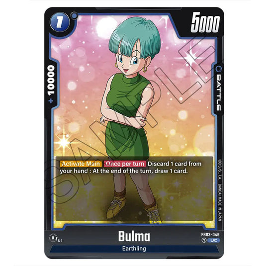 Bulma FB03-046 card from the Dragon Ball Super Card Game Fusion World set FB03 - Raging Roar