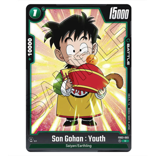 Son Gohan : Youth FB03-065 card from the Dragon Ball Super Card Game Fusion World set FB03 - Raging Roar