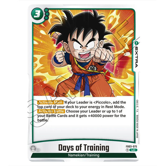 Days of Training FB03-075 card from the Dragon Ball Super Card Game Fusion World set FB03 - Raging Roar