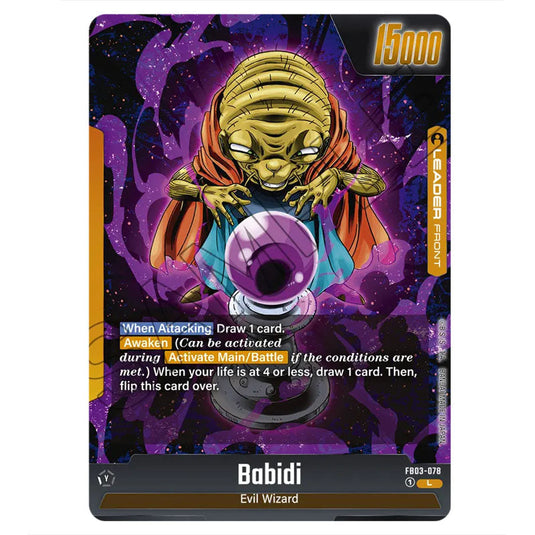 Babidi FB03-078a card from the Dragon Ball Super Card Game Fusion World set FB03 - Raging Roar