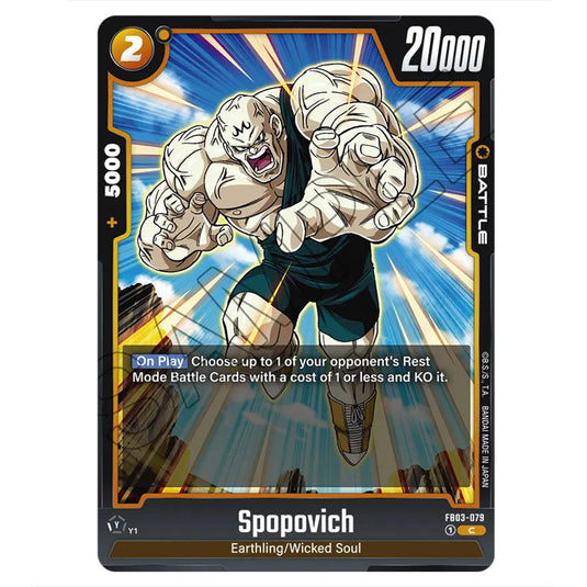 Spopovich FB03-079 card from the Dragon Ball Super Card Game Fusion World set FB03 - Raging Roar