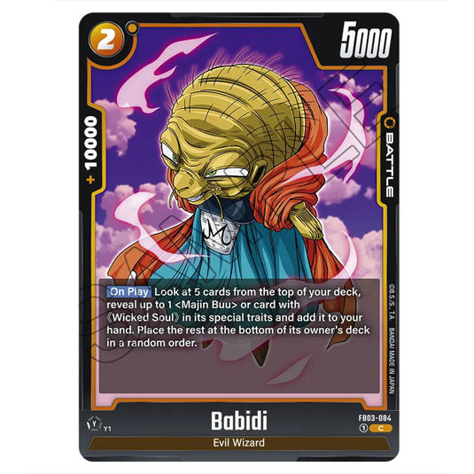 Babidi FB03-084 card from the Dragon Ball Super Card Game Fusion World set FB03 - Raging Roar