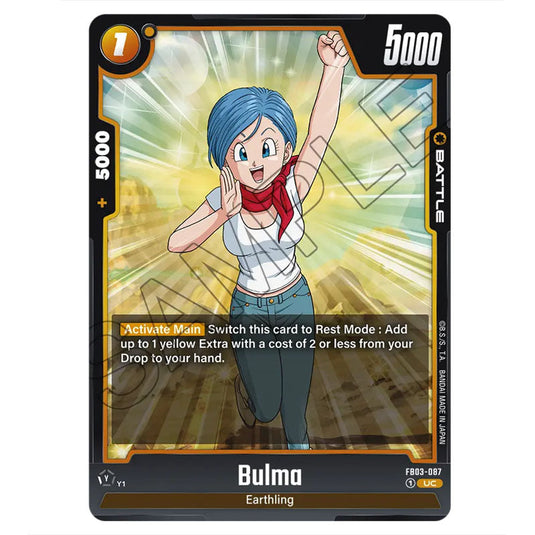 Bulma FB03-087 card from the Dragon Ball Super Card Game Fusion World set FB03 - Raging Roar