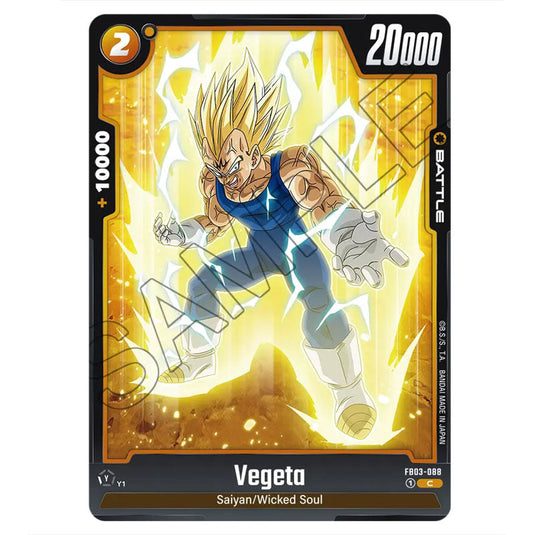 Vegeta FB03-088 card from the Dragon Ball Super Card Game Fusion World set FB03 - Raging Roar