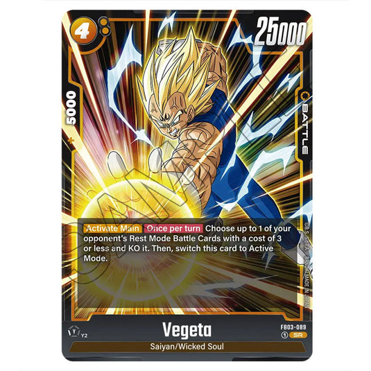 Vegeta FB03-089a card from the Dragon Ball Super Card Game Fusion World set FB03 - Raging Roar