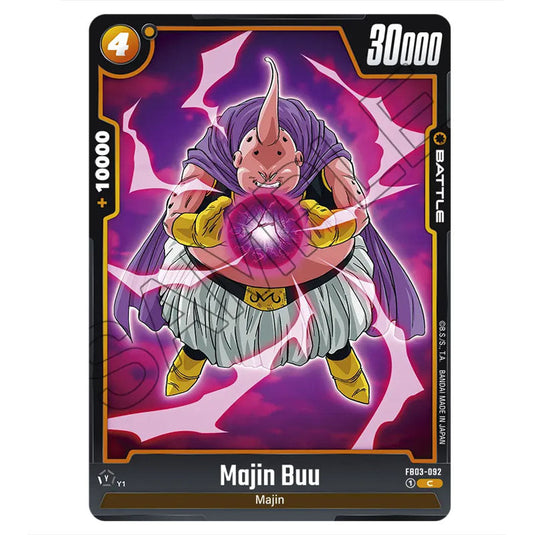 Majin Buu FB03-092 card from the Dragon Ball Super Card Game Fusion World set FB03 - Raging Roar