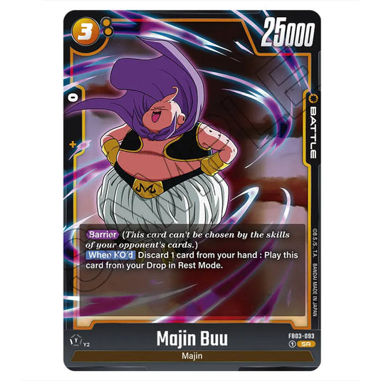 Majin Buu FB03-093a card from the Dragon Ball Super Card Game Fusion World set FB03 - Raging Roar