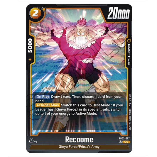 Recoome FB03-097 card from the Dragon Ball Super Card Game Fusion World set FB03 - Raging Roar