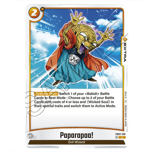 Paparapaa! FB03-100 card from the Dragon Ball Super Card Game Fusion World set FB03 - Raging Roar