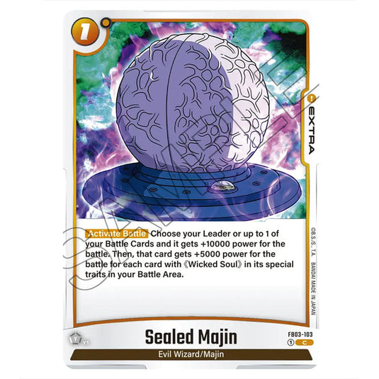 Sealed Majin FB03-103 card from the Dragon Ball Super Card Game Fusion World set FB03 - Raging Roar