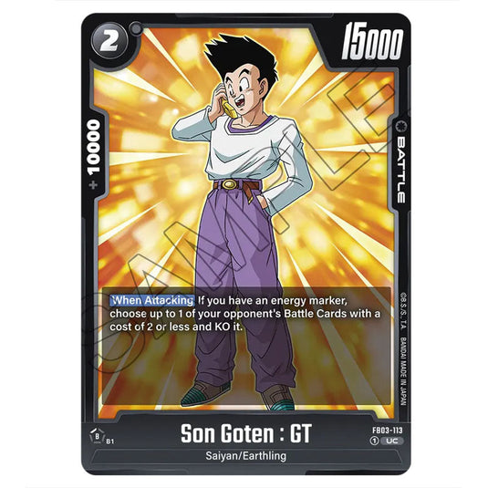 Son Goten : GT FB03-113 card from the Dragon Ball Super Card Game Fusion World set FB03 - Raging Roar