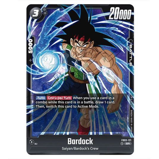 Bardock FB03-121a card from the Dragon Ball Super Card Game Fusion World set FB03 - Raging Roar