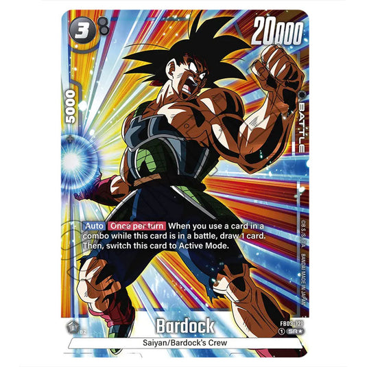 Bardock FB03-121b card from the Dragon Ball Super Card Game Fusion World set FB03 - Raging Roar