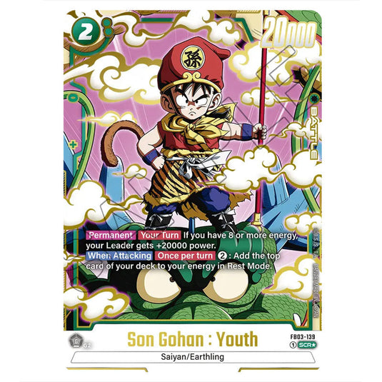 Son Gohan : Youth FB03-139b card from the Dragon Ball Super Card Game Fusion World set FB03 - Raging Roar